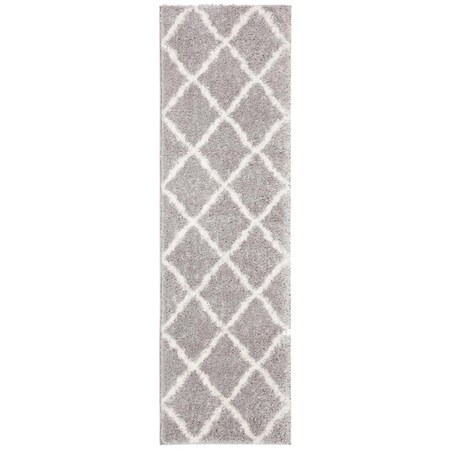 Safavieh 2 ft. 3 in. x 9 ft. Parma Shag Power Loomed Runner Area Rug; Grey & Cream PMA521G-29